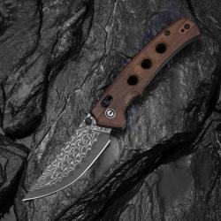 Couteau CIVIVI Noctis LAME Damas MANCHE Guibourtia Crossbar Lock Roulements A Billes C24020CDS1