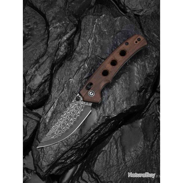 Couteau CIVIVI Noctis LAME Damas MANCHE Guibourtia Crossbar Lock Roulements A Billes C24020CDS1
