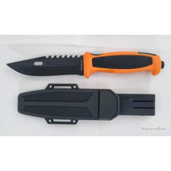 Couteau de survie Meyson black/orange fluo