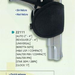 Holster DINGO 22111 pour Auto et révolver 2/4 pouces, 92FS HK USP WALTHER P99 PPK STAR GLOCK 17