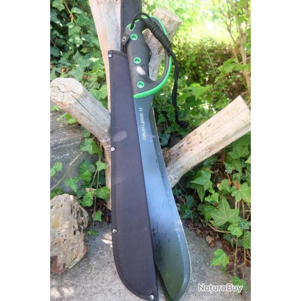 Sabre Kukkri Russe Lame Acier 3Cr13 Manche Abs Green Etui Nylon Machette Tactical Grosse Garde