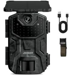 Cam&eacute;ra de Chasse Solaire 4K LCD Carte 32GB 48MP &agrave; 30fps Batterie 2600mAh Vision Nocturne &Eacute;tanche