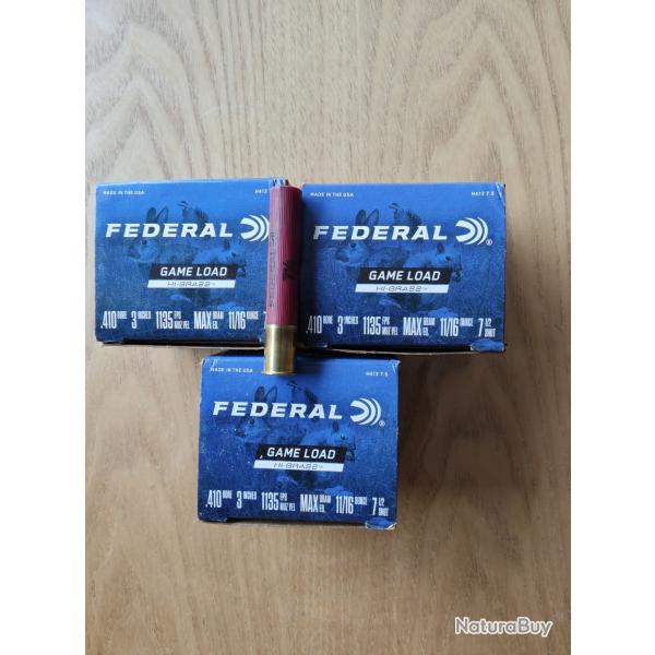 Lot de 3 botes de 25 cartouches Fdral calibre 410 plomb de 7,5