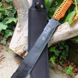 Bowie Machette Couteau Bushcraft Survie Lame Acier Inox Manche Paracorde Etui Nylon Trekking AlaskaA