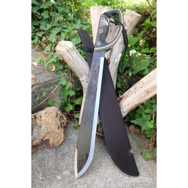 BIG Machette Guide d'Amazonie Lame Acier 3Cr13 Manche ABS Black Etui Nylon Outlast Alaska Survie