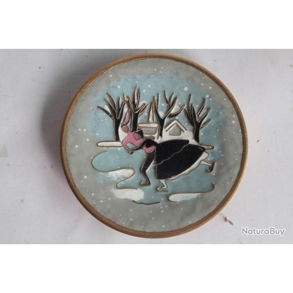 Coupelle �maux cloisonn�s Patinage Hiver
