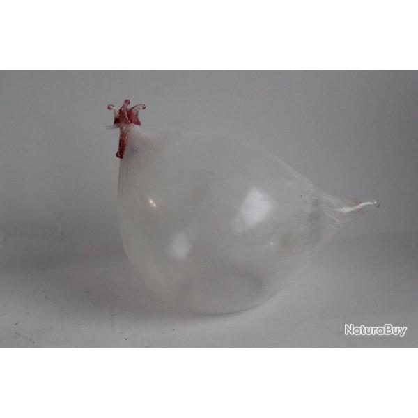Poule verre souffl� d'art Ren� Burri Mundgeblasen Suisse