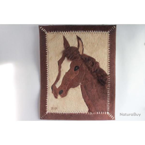 D�coration murale cuir T�te de cheval.