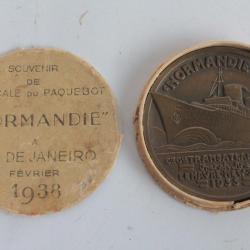M&eacute;daille Compagnie Transatlantique Paquebot Normandie 1938