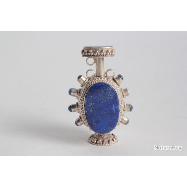Petit flacon  parfum argent et lapis-lazuli Rajasthan