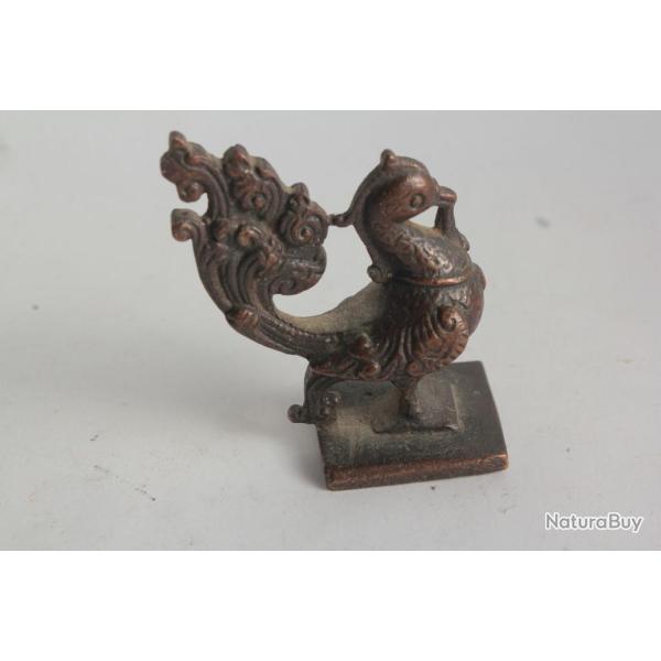 Ancienne figurine Paon bronze Inde
