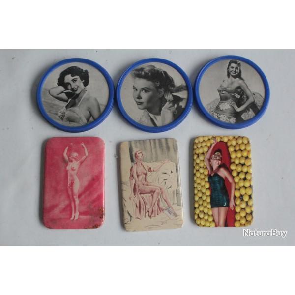 Lot 6 Miroirs de poche Pin-Up