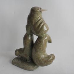 Sculpture Morses pierre taillée Art Inuit