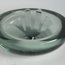 DUNHILL Cendrier verre et métal chromé