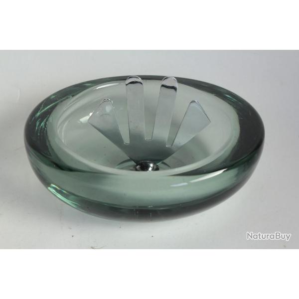 DUNHILL Cendrier verre et mtal chrom