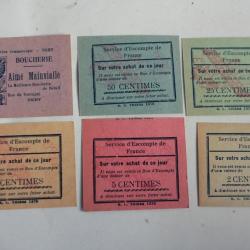6 Monnaies de nécessité carton Bon d'escompte Boucherie Vichy