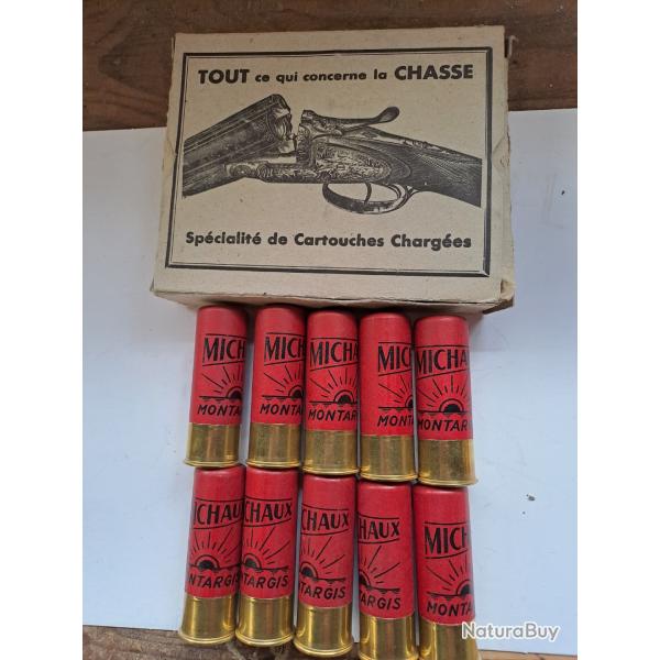 Bote de 1 0 belles cartouches anciennes cal 12 douilles cartons  de chez MICHAUX
