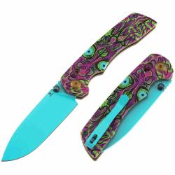 Couteau Tenable Kryo Jade Lame Acier 14C28N Manche G10 Purple Undead Cross Bar Lock T1001V9