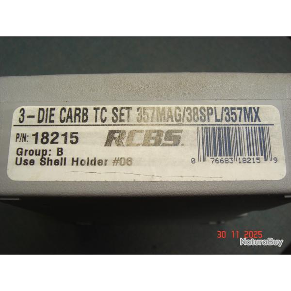 Jeu d'outils RCBS carbure 38/357 avec shell holder