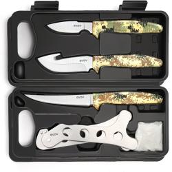 Couteaux de Chasse Kit 6 Pièces Équipement Complet pour Chasse & Camping avec Étui Rigide