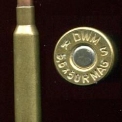 5.6 x 50 R MAG - balle cuivre pointe plomb - marquage : DWM 5,6x50R MAG