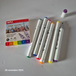 Feutre &agrave; Double Pointe 6 couleurs Apli Street Marker, s&eacute;chage rapide