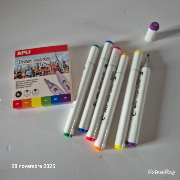 Feutre � Double Pointe 6 couleurs Apli Street Marker, s�chage rapide
