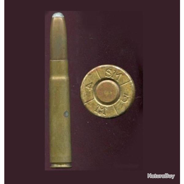 9.3 x 57 Mauser - longue balle cuivre pointe plomb arrondie - rare marquage : SM / 4 / 4 / M /
