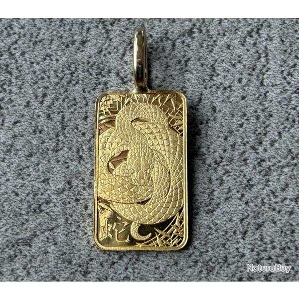 Pendentif Lingot or 1 g mont� en pendentif - Suisse - 24 carats - ARGOR - Serpent