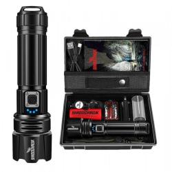 Lampe Torche LED Ultra Puissante 500000 Lumens Batterie 5000mAh 5 Modes &Eacute;tanche IP67 Escalade Chasse