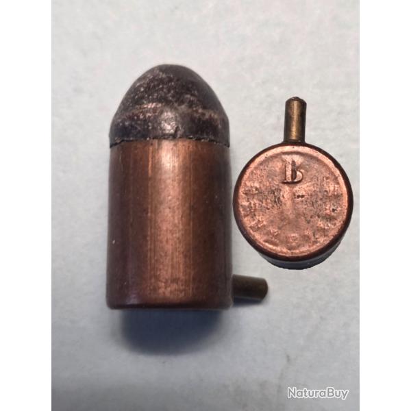 Une cartouche 12mm Lefaucheux a broche de Bachmann a Bruxelles poudre noire