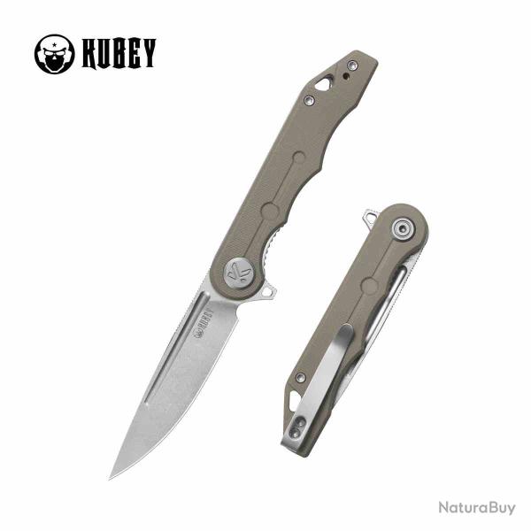 Couteau Kubey Mizo Khaki LAME Acier 14C28N MANCHE G10 Liner Lock IKBS KUB312S