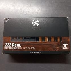 Boite de 20 cartouches RWS calibre 222.