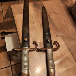 Rare 2 baïonnette mauser 1891 argentine