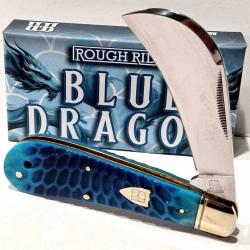 Couteau Rough Rider Serpette LAME Acier 440 MANCHE Os de Dragon Bleu Slip Joint RR2714