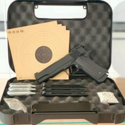 PISTOLET 1911 CO2 GNB 1J+ 3CHARGEURS+ 170 BILLES+ 3CAPSULES CO2+ 4CIBLES+ MALLETTE