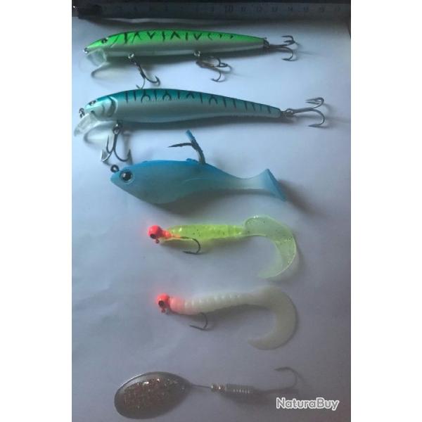 Lot vari de 6 leurres top ralistes et efficaces. Vente  l'unit possible. Pche Carnassiers