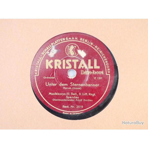 INTROUVABLE Disque militaire KRISTALL de 25 cm Musikkorps III Batl 9 Inft Regt Spandau