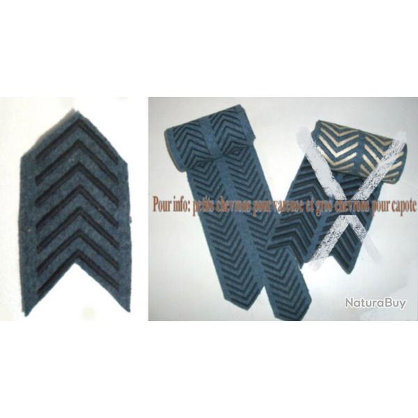 FRANCE 1914 1918 - CHEVRON DE PR�SENCE AU FRONT ET BLESSURE sur bleu horizon (prix pour 1 chevron)