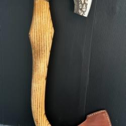 Très Beau hache Viking Acier Carbon Manche En Bois Olive (63)