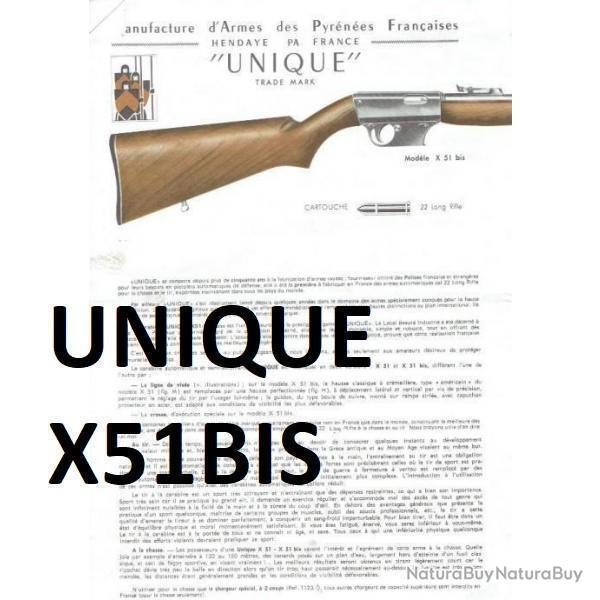 notice carabine UNIQUE X51BIS (envoi par mail) - VENDU PAR JEPERCUTE (m2613)