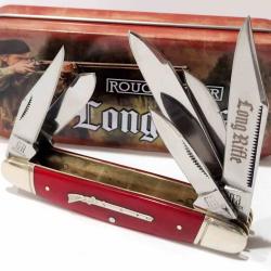 Couteau Rough Rider Long Rifle Stockman 6 LAME Acier 440 MANCHE Os Slip Joint Boite Collector RR2622