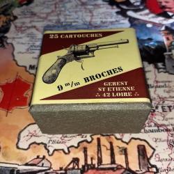 9 mm Broches type Lefaucheux (G&eacute;rest Saint Etienne): Reproduction boite munitions (vide) GU 14256973