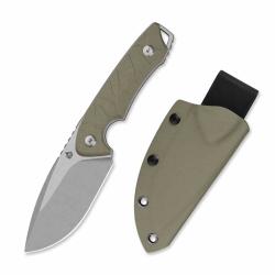 Couteau QSP Tiny TOT Tan LAME Acier 10Cr15MoV MANCHE G10 Etui Tan Kydex QS169C1