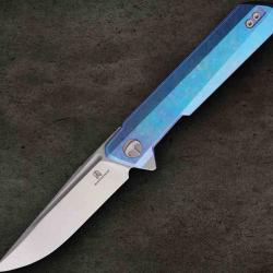 Couteau Bestech Knives Dundee LAME Acier D2 MANCHE Titane Blue Frame Lock BTKMK01C1
