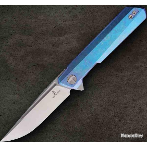 Couteau Bestech Knives Dundee LAME Acier D2 MANCHE Titane Blue Frame Lock BTKMK01C1