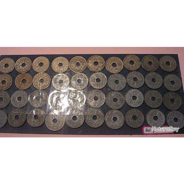 lot de 40 pieces de monnaies fran�aises (1921-1945) Lindauer cupro & zinc