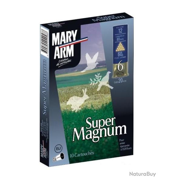 Cartouches MARY ARM SUPER MAGNUM - Cal:12/89 - 60gr - BJ - N6 - X10