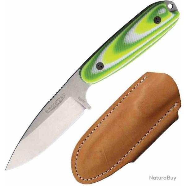 Couteau Bradford Guardian 3.5 LAME Acier Bohler N690 MANCHE G10 Limon Etui Cuir Made USA BRAD35S126