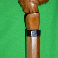 BELLE CANNE POMMEAU SCULPT&Eacute; CARICATURE DU KRONPRINZ , CANNE DE SOLDAT 14-18 91CM